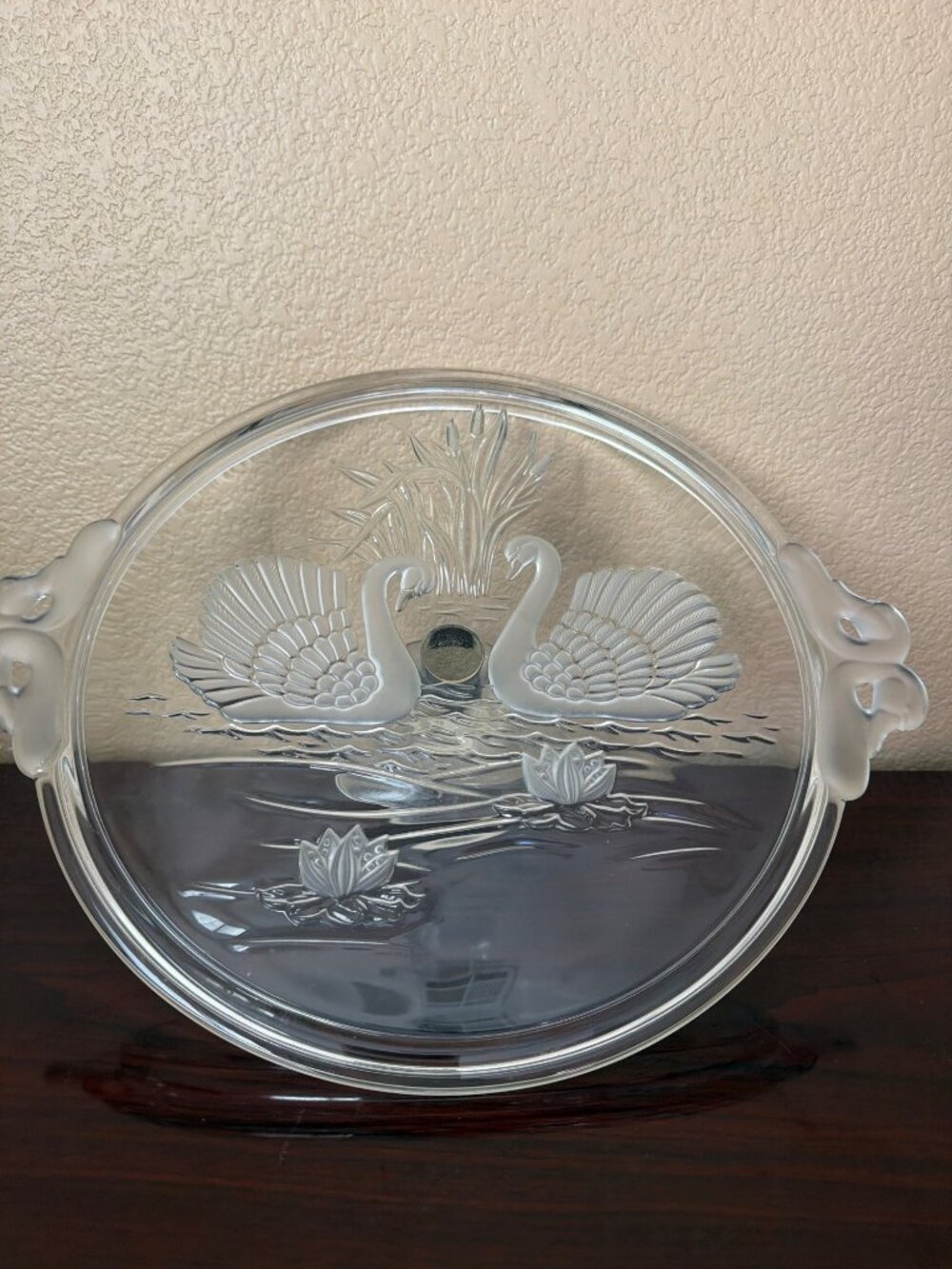 Vintage Mikasa Walther Crystal Swan Pedestal Cake Stand Serving Plate Germany